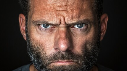 Obraz premium Close-up portrait of a man expressing intense displeasure.