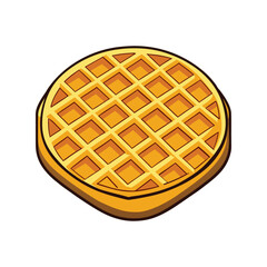 Crisp golden waffle vector illustration. breakfast food item with honeycomb texture, sweet bakery snack, isolated top view