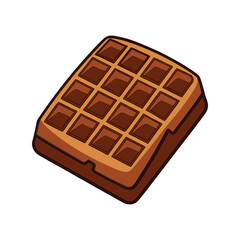 Crisp chocolate waffle vector illustration. sweet breakfast food with cocoa flavor, crunchy texture, top view snack graphic
