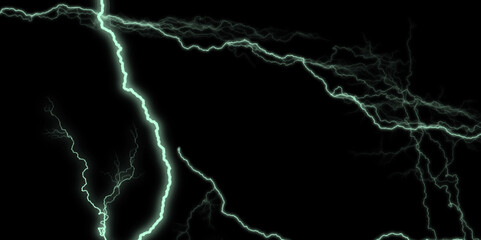  Massive lightning bolt with branches isolated on black background. Glowing wavy lines template Color lightning concept in the dark energy magic abstract background. 