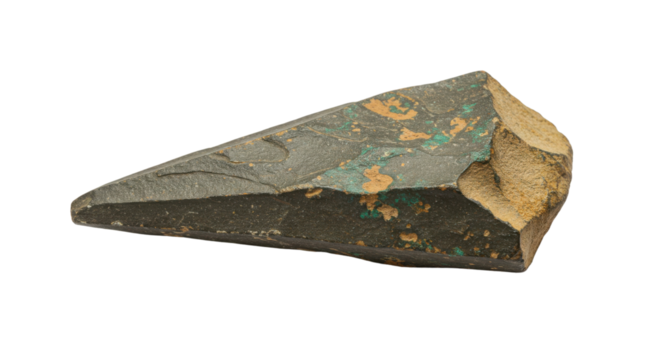 Isolated Neolithic Stone Axe Head or Celt on White Background