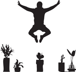 Person jumping silhouette vector on white background