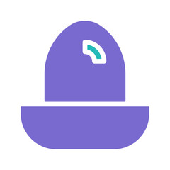 Stylized isometric illustration showcasing a purple hat with a unique design detail