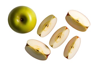 apple and slices  isolated at transparent background