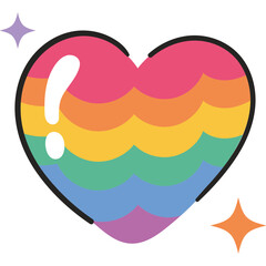 Flat Style Rainbow Heart Symbolizing LGBT Pride and Love