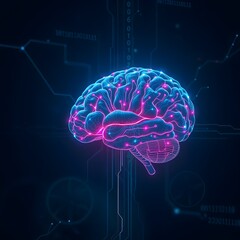 A digital brain composed of circuit patterns and glowing lights symbolizing artificial intelligence technology integration