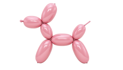 Playful balloon dog sculpture against a vibrant dark backdrop