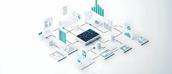 Abstract Data Visualization Graphic With Teal Elements