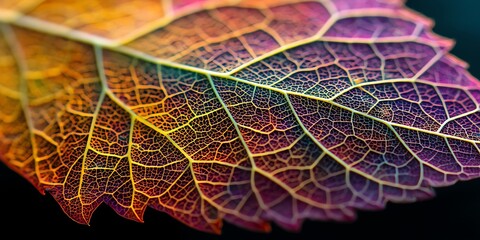 Obraz premium Closeup Autumn Leaf Veins Texture