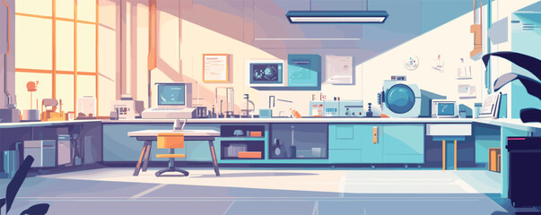 Fototapeta premium Modern science laboratory with advanced equipment and bright lighting.