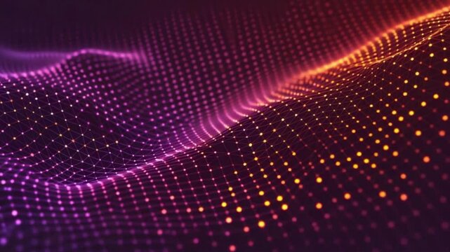 Minimal Mesh Network Animation with Glowing Dots and Neon Lines on Dark Background