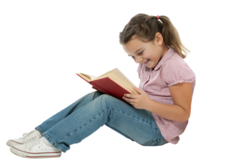 little girl reading a book