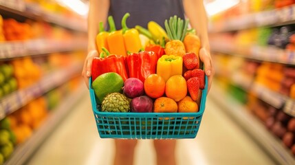 Vibrant Grocery Haul: A Colorful Basket of Fresh Produce