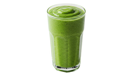 Glass of green smoothie isolated on white background