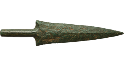 Ancient Bronze Arrowhead Isolated on White | Historical Artifact for Archeology, Museums and Educational Materials