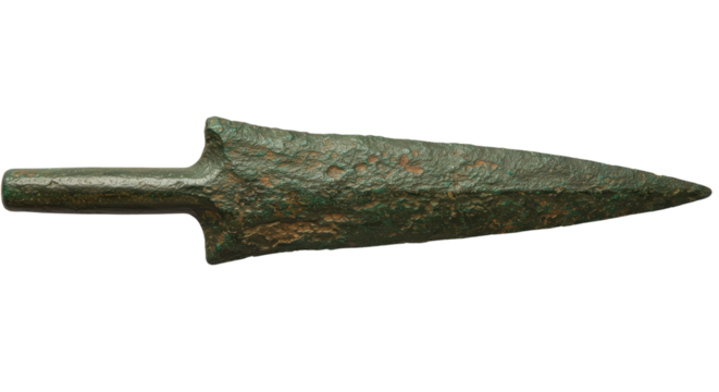 Ancient Bronze Arrowhead Isolated on White | Historical Artifact for Archeology, Museums and Educational Materials