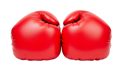 A pair of red boxing gloves ready for an intense fight, perfect for training and competition