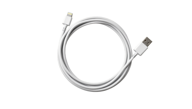 Closeup of a white usb cable, essential connectivity for modern devices 
