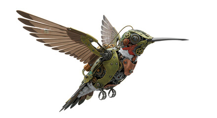 Mechanical hummingbird robotic design isolated PNG with Transparent Background
