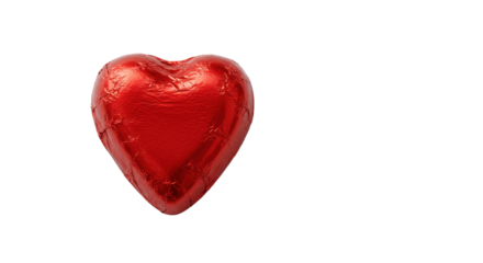 Red heart shaped chocolate candy isolated PNG with Transparent Background