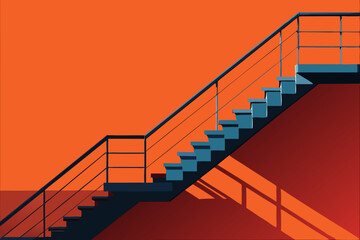 fire escape staircase casting structured shadows 