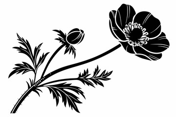 anemone icon set sihouette black vector bundle