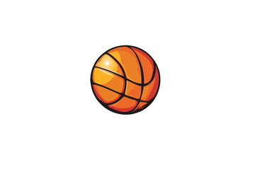 Illustration of a basketball with black lines and orange shading