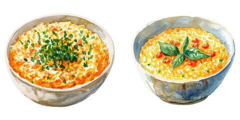 risotto alla milanese watercolor vector illustration