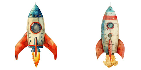 rocket watercolor vector illustration