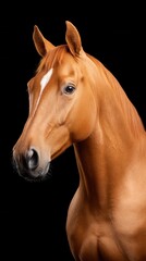 Obraz premium Luxury horse racing portrait concept. Elegant horse portrait with a striking black background