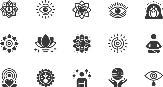 spiritual  inner growth line icon set  vector pict (1).eps