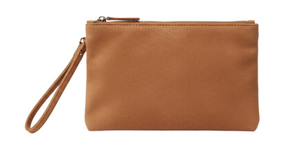 Leather Clutch Bag on White Background | Stylish Brown Handbag Purse Accessory for Fashion and Retail Marketing