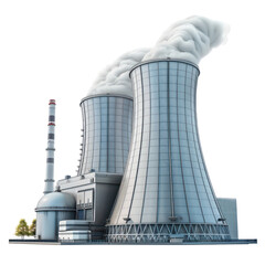 3d Nuclear power plant isolate on transparent background