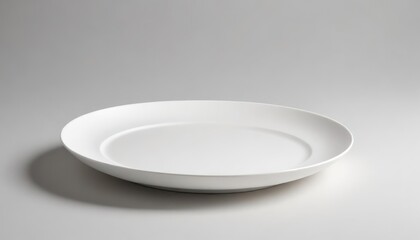 Elegant White Plate on Neutral Background: Minimalist Tableware Photography