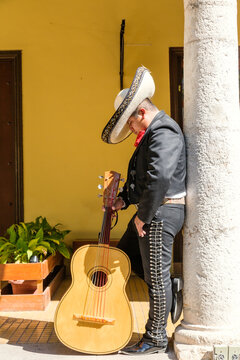 Mexican mariachi with sombrero doing a siesta, Yucatan, Mexico