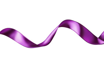 A single purple ribbon gracefully curving across a black backgro