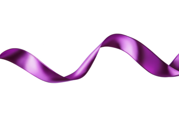 A single purple ribbon gracefully curving across a black backgro