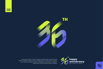 Modern 36th Anniversary Celebration with Gradient Number and Minimalist Design for Corporate or Startup Branding