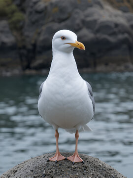 The glaucous-winged gull (Larus glaucescens) is a large, white-headed gull. This photo was taken in Hokkaido, Japan.