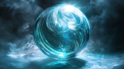 Detailed crystal ball icon with a translucent glass surface and swirling light effects