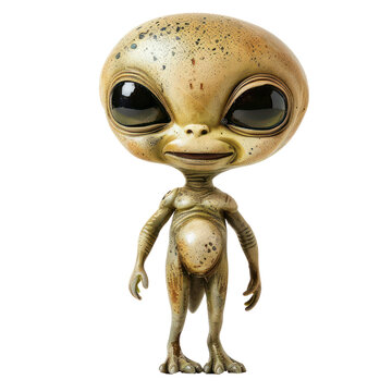 smiling alien portrait standing isolate on transparent background