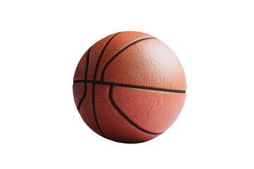 Isolated basketball with black lines and orange surface on a bla