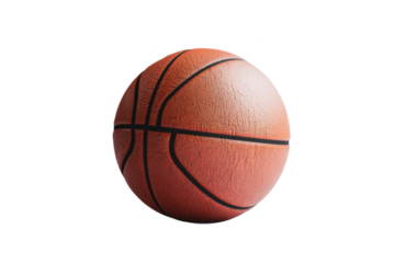 Isolated basketball with black lines and orange surface on a bla