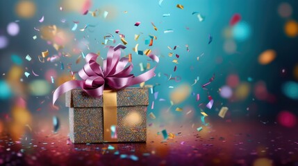 lively gift box with confetti