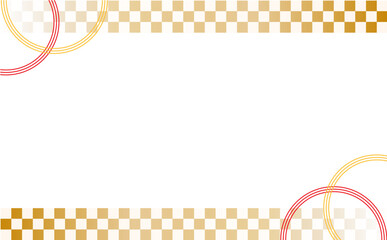 市松模様と水引のシンプルな和柄背景イラスト