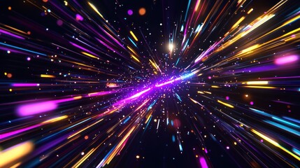 Obraz premium Vibrant light streaks radiating outwards dynamic abstract background