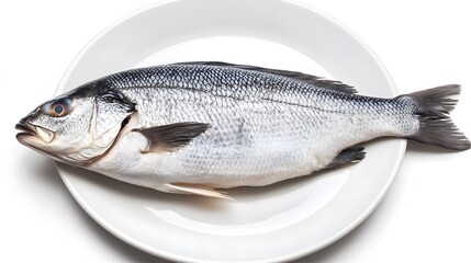 Professional Sea Bass Fish Culinary Presentation on Elegant White Plate