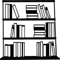 black and white book shelves