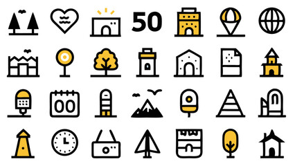 Minimalistic conceptual vector icon set in flat linear style designed for web designers digital marketers and content creators seeking professional visuals