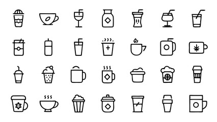 Conceptual flat vector icons collection crafted in line art style for use in tech websites UI mockups app interfaces and visual communication tools